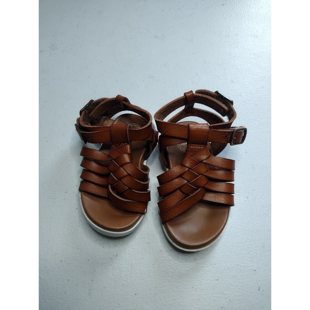 Wonder Nation Baby Girls Cognac Brown Woven‎ boho Sandals Size 2